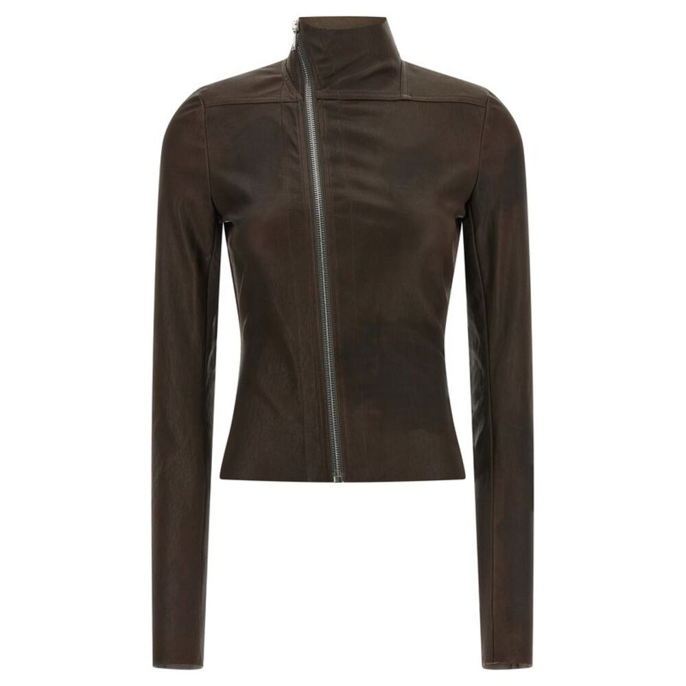 Rick Owens Brown Lamb Leather Leather Women's Jacket